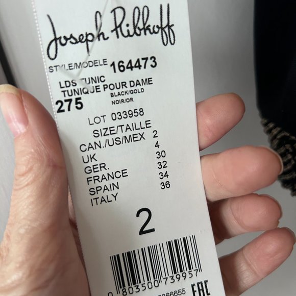 NWT Joseph Ribkoff Black Tunic w Gold Trim - Picture 6 of 6